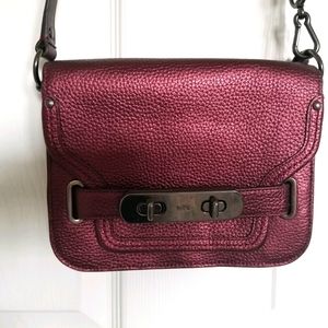 Coach Crossbody Purse - Metallic Burgundy